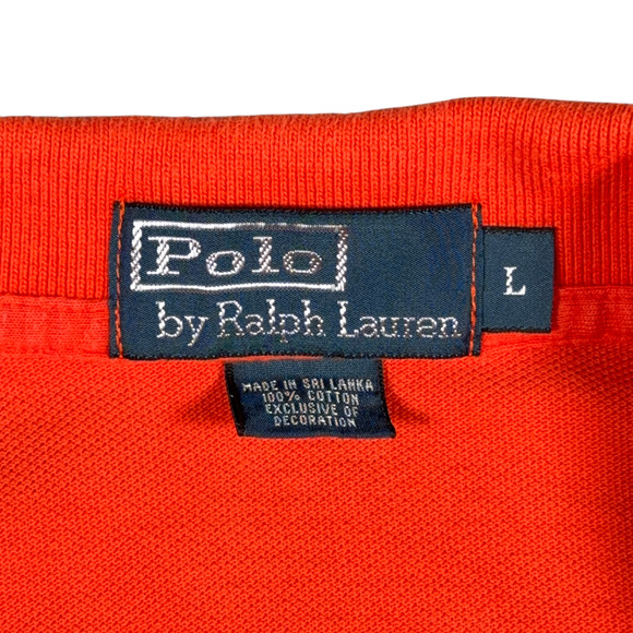 Vintage Ralph Lauren Polo Shirt Adult LARGE Orange Long Sleeve Small Pony 90s - Picture 6 of 9